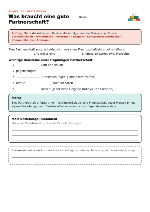 Vorschau Hefteintrag + Fundament